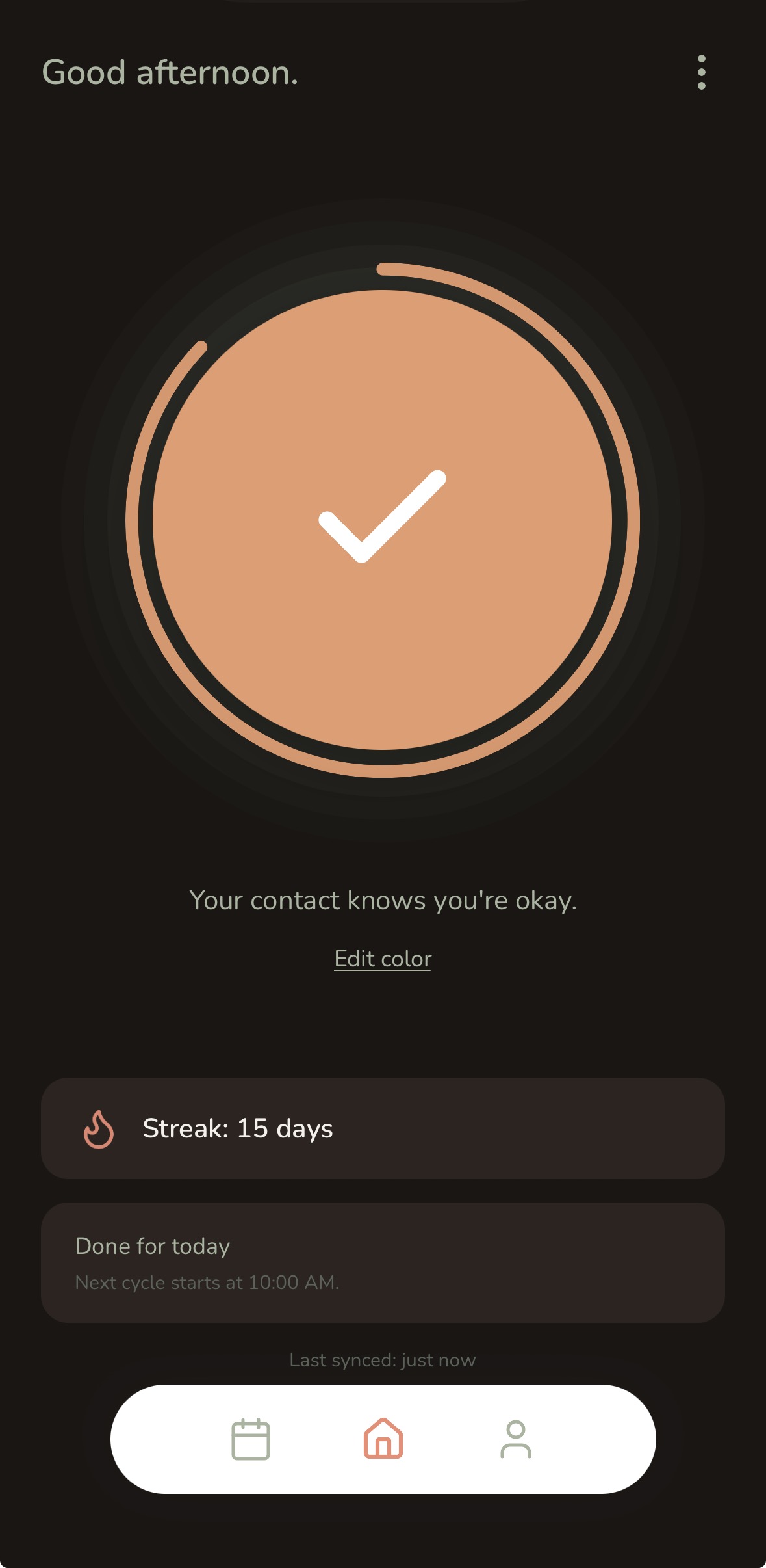 Check-in screen dark mode